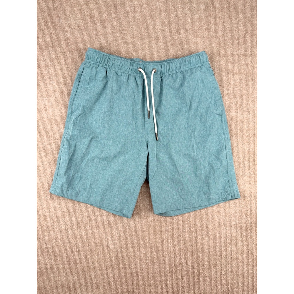 Charles and a Half Mens Hybrid Shorts Teal Blue Heathered Drawstring Small